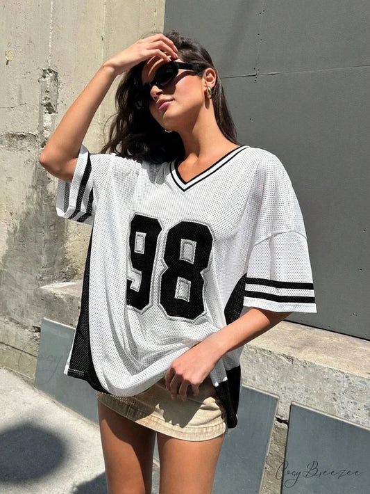 Football Loose Fit Athletic Tee white / 0XL t-shirt-250223