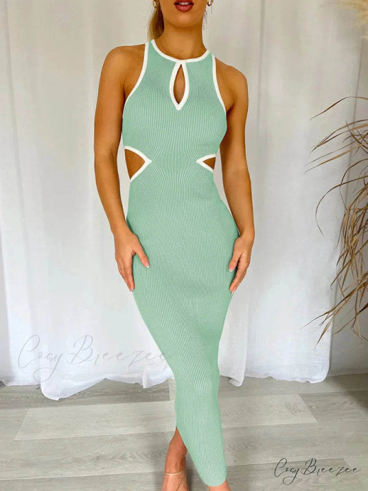 for Gown Figure-hugging Cutouts Midi Women Green / S