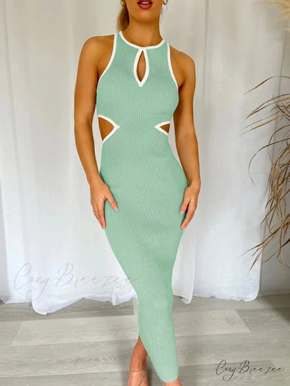 for Gown Figure-hugging Cutouts Midi Women Green / S