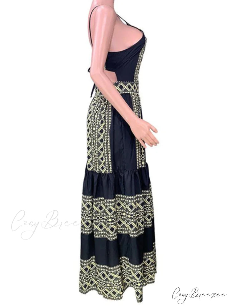for Gown Patterned Tiered Full-Length Women