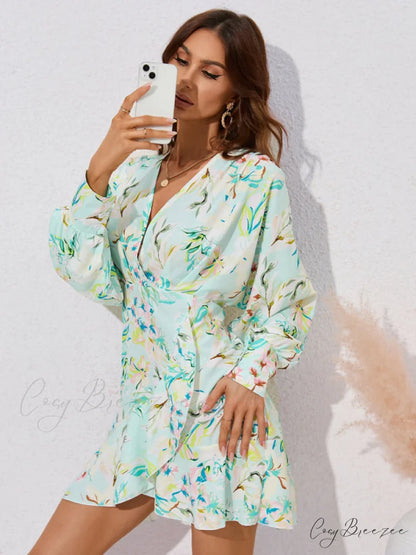 for Gown V-neck And Flare Fit Wrap Flowered Women