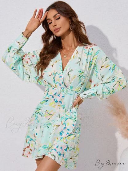 for Gown V-neck And Flare Fit Wrap Flowered Women