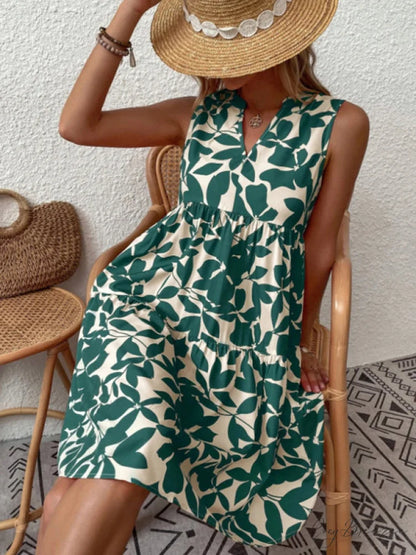 for Tiered Design Sleeveless Minidress Flowered Ruffle Women