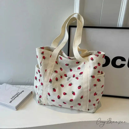 Forest Corduroy Simple Bag Beige shoulder-250126
