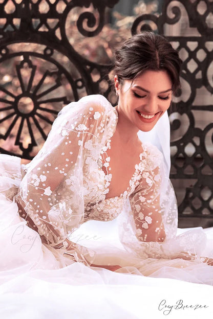 Forever Yours Romantic Trendy Floral Lace Wedding Dress
