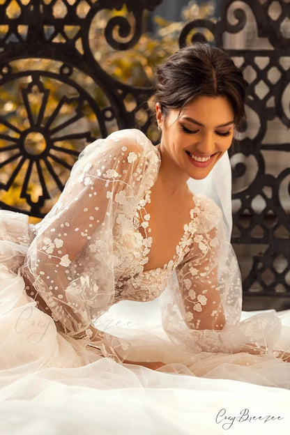 Forever Yours Romantic Trendy Floral Lace Wedding Dress