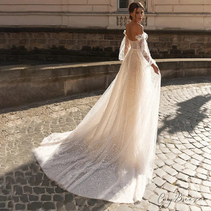 French Strapless Sheer Tulle Wedding Dress white / 2 weddingdress-250223