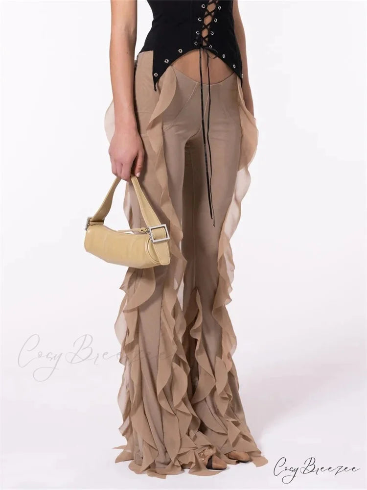 Frilled Pleated Strapped Mini Dress pant-250223