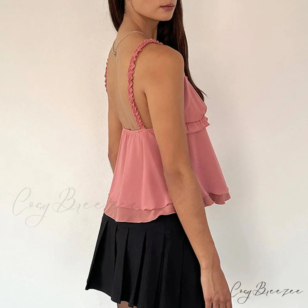 Frilled Ruffle Square Crop Top croptop-250223