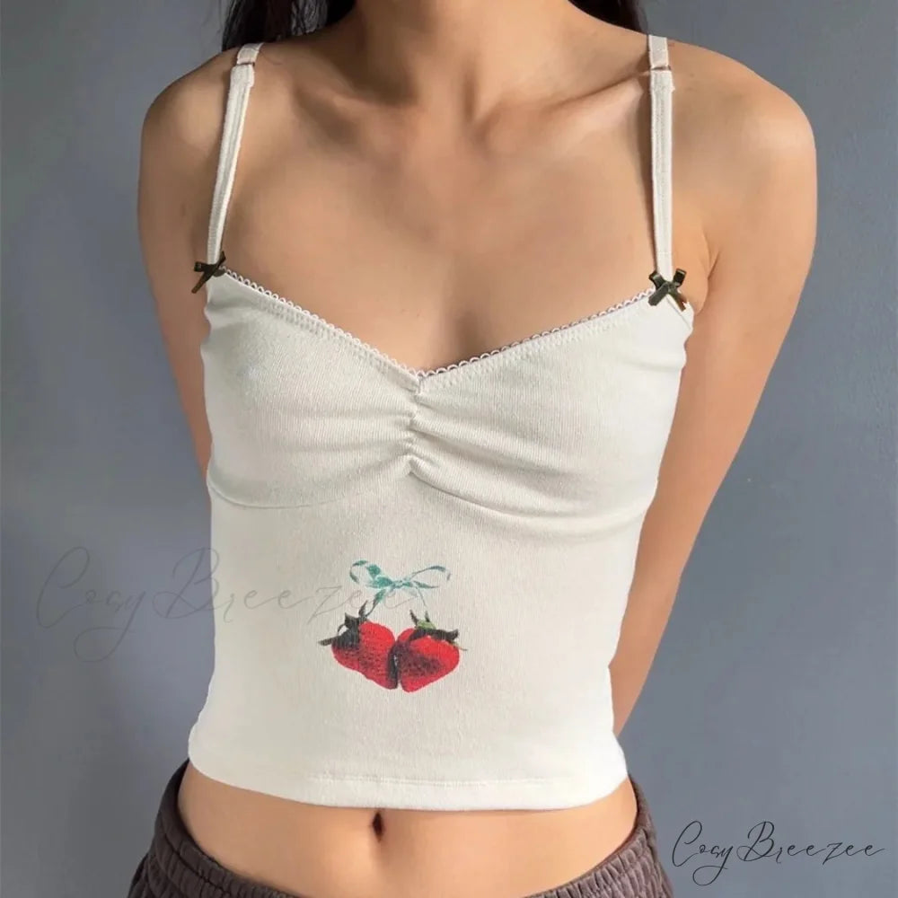 Fruity Patchwork Ribbon Crop Top white 4 / S croptop-250223