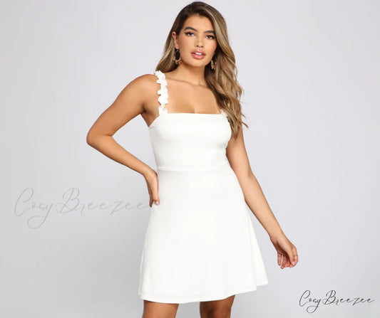 Fun And Stylish Flirty Skater Dress WHITE / XS
