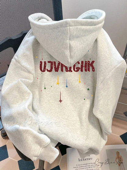 Funny Graffiti Graphic Y2K Hoodie GRAY / M(40-50KG) hoodies-241228