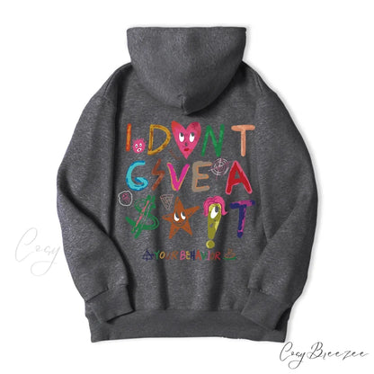 Funny Oversized Fleece Cozy Casual Hoodie Dark Gray / S