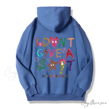 Funny Oversized Fleece Cozy Casual Hoodie Haze Blue / S