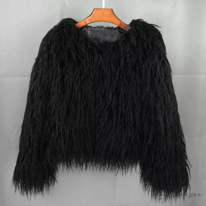 Fur Elegant Fringe Coat black / S