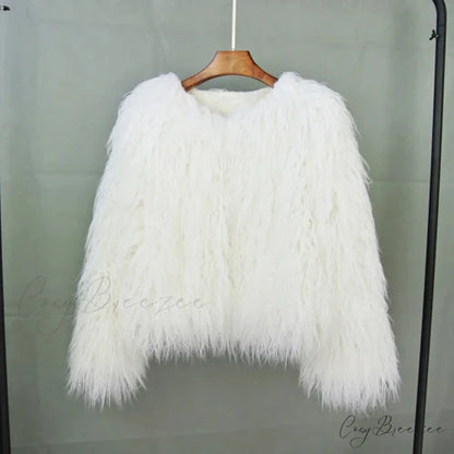 Fur Elegant Fringe Coat white / S