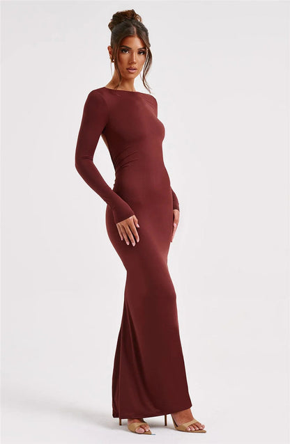 Beth Backless Ruched Bodycon Maxi Dress