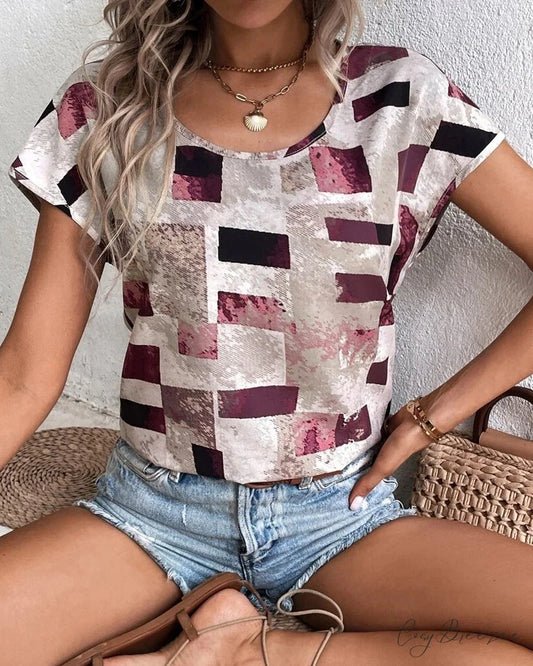 Geometric Design Tee Pink / S