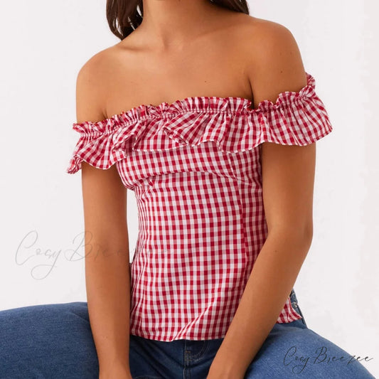 Gingham Square Neck Crop Top croptop-250223