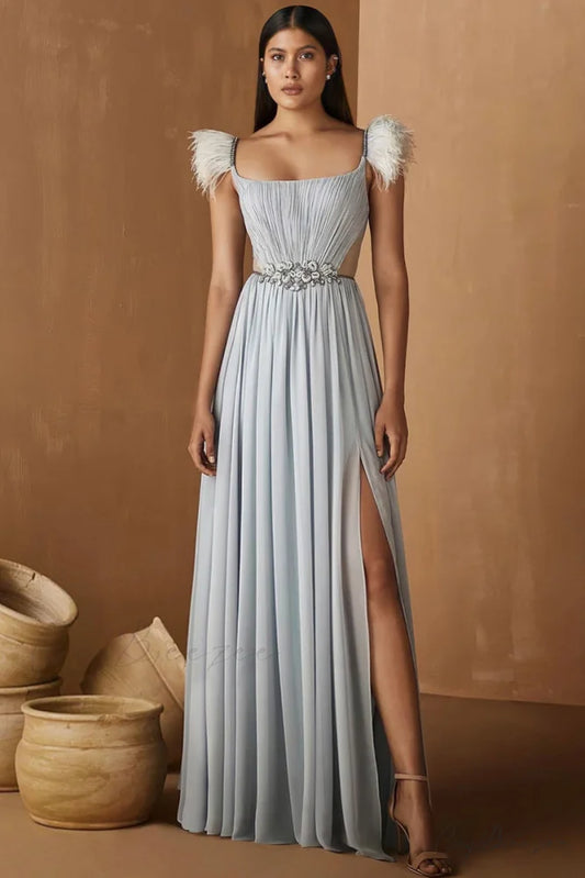 Glamorous Affair Graceful Chiffon Maxi Dress Slate / 2