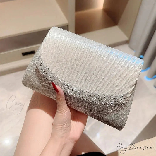 Glamorous Glitter Silver Evening Bag Women Shoulder Bag SILVER clutchbag-250126