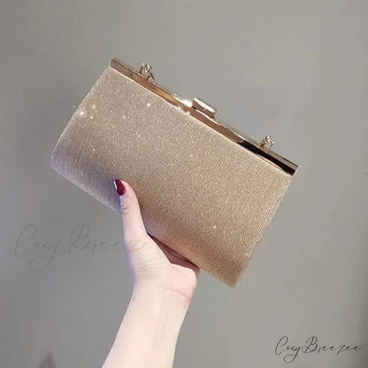 Glitter Apricot Luxury Evening Chain Shoulder Bag clutchbag-250126