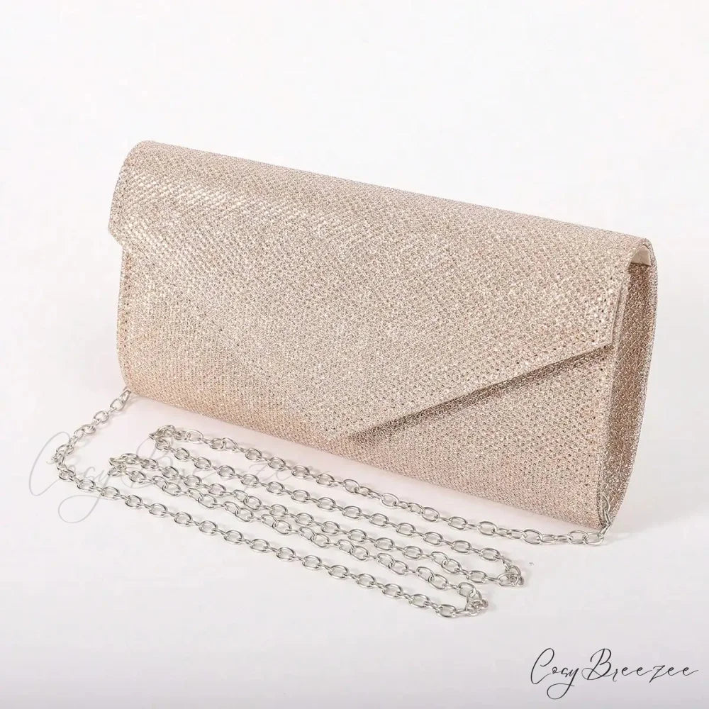 Glitter Envelope Evening Clutch Women’s Day Wedding Party Crossbody Bag Champagne clutchbag-250126