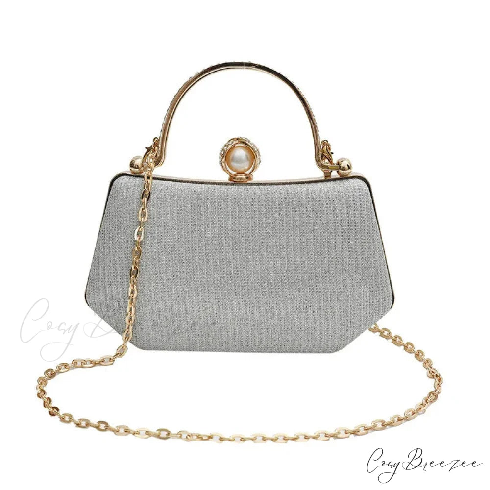 Glitter Evening Banquet Wrist Bag Silver clutchbag-250126