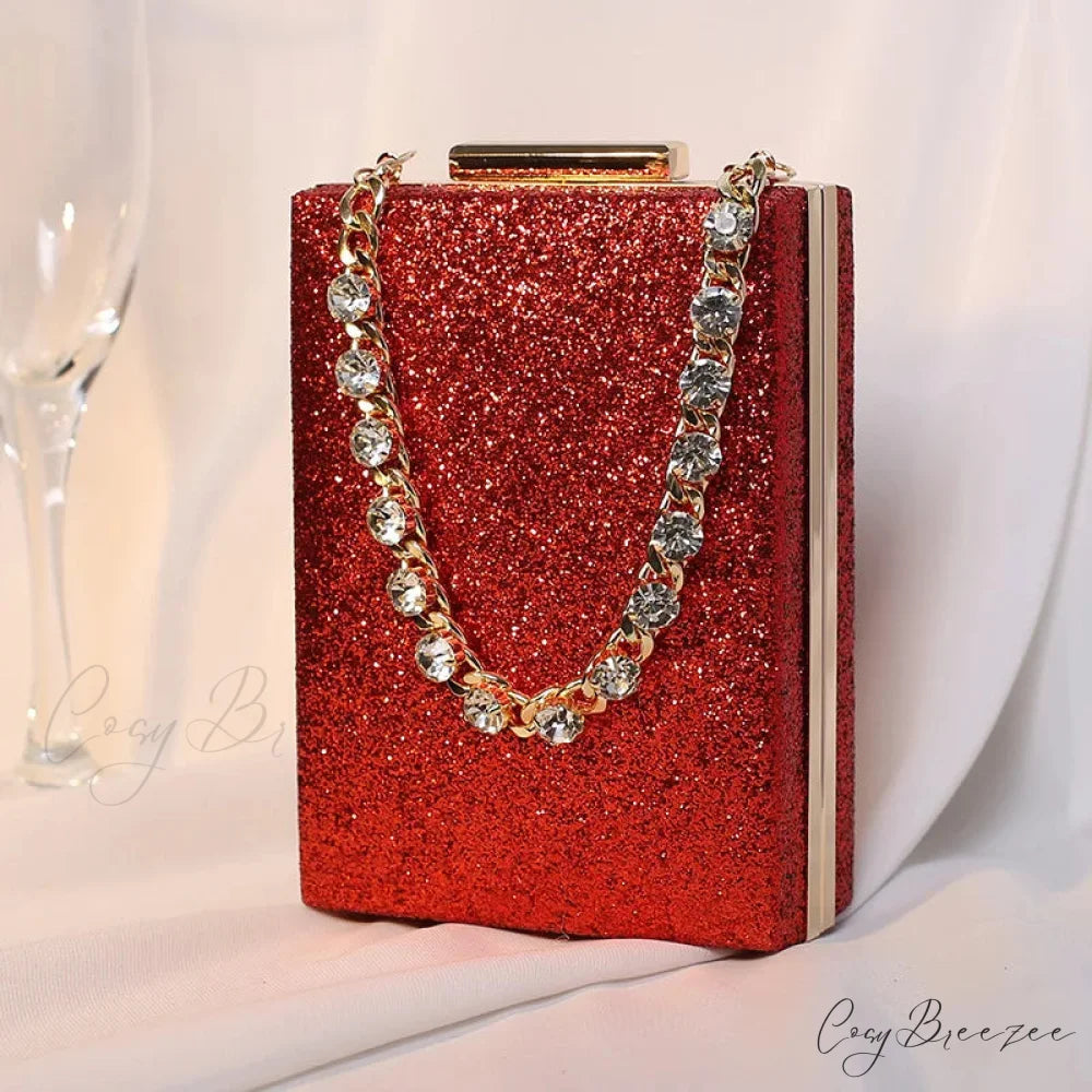 Glitter Evening Clutch Wallet Mini(Max Length<20cm) / Red wristlet-250126