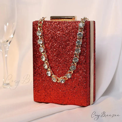 Glitter Evening Clutch Wallet Mini(Max Length<20cm) / Red wristlet-250126