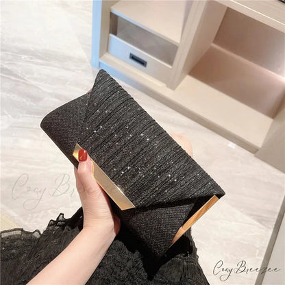 Glitter Party Clutch Bag Wristlet Black wristlet-250126