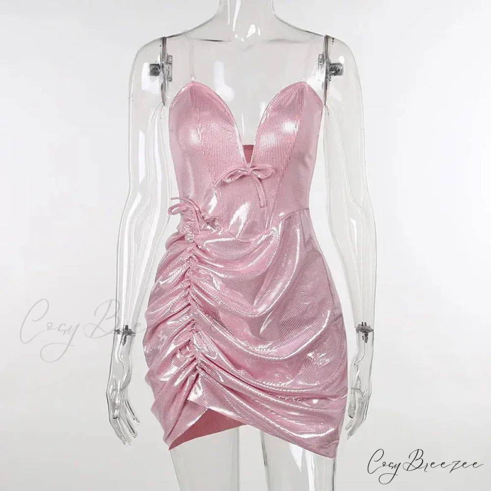 Glitter Sequins Low Cut Strapless Mini Dress