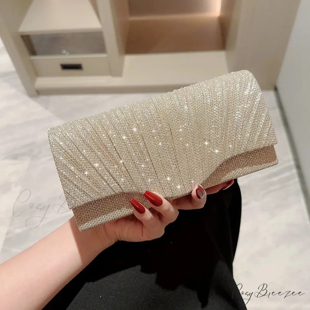 Glitter Silver Envelope Clutch Silver wristlet-250126