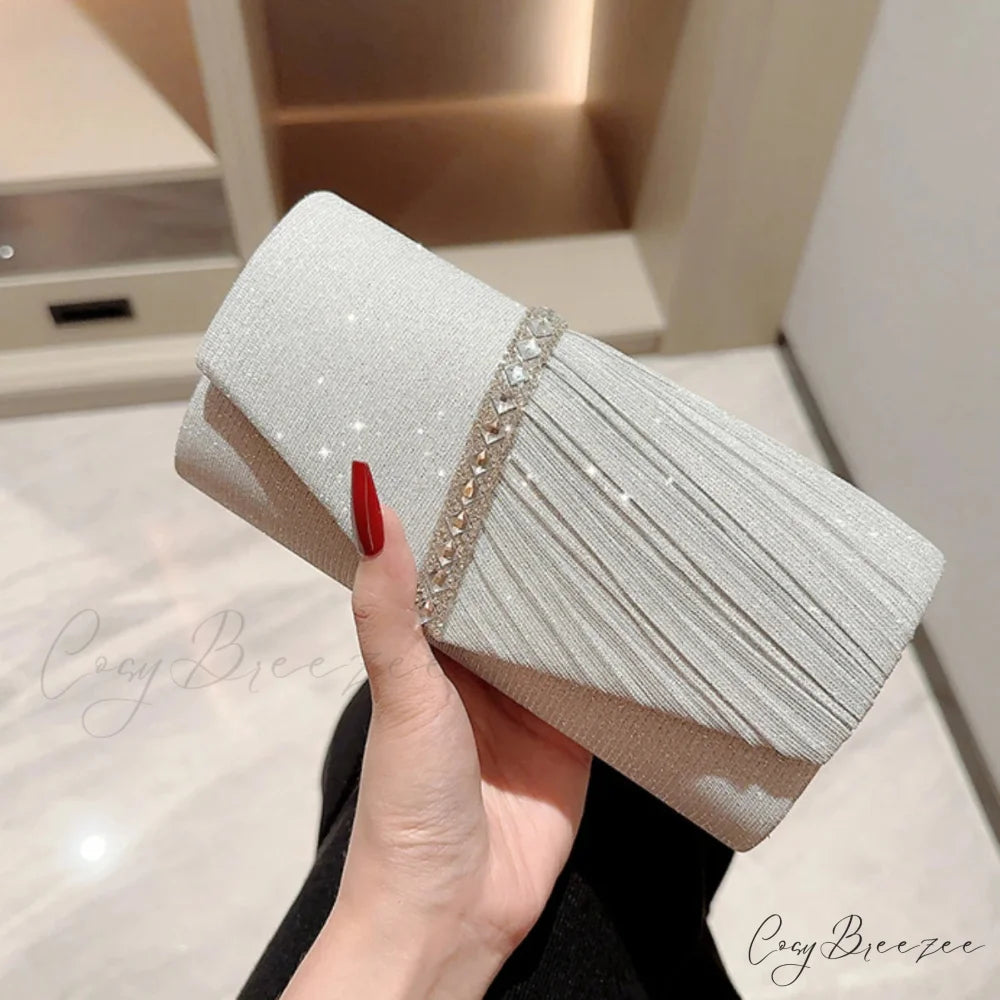 Glitter Silver Envelope Clutch Silver wristlet-250126