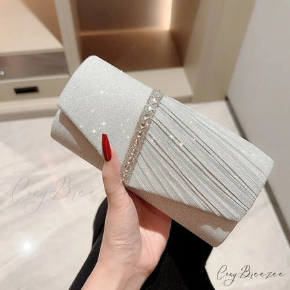 Glitter Silver Envelope Clutch Silver wristlet-250126