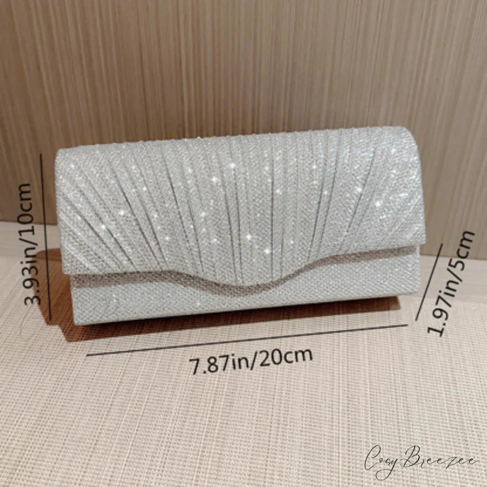 Glitter Silver Envelope Clutch Silver wristlet-250126