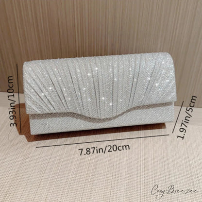 Glitter Silver Envelope Clutch Silver wristlet-250126