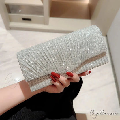 Glitter Silver Envelope Clutch Silver wristlet-250126