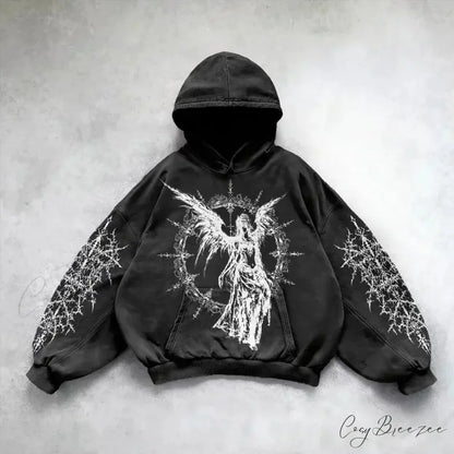 Goddess Pattern Print Hoodie black 2 / M hoodies-241228