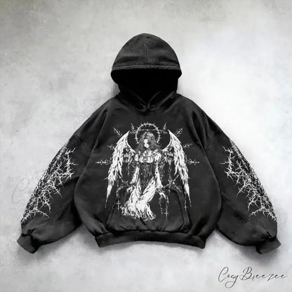 Goddess Pattern Print Hoodie black 3 / M hoodies-241228
