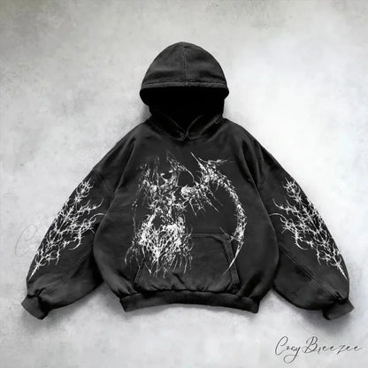 Goddess Pattern Print Hoodie black 5 / M hoodies-241228
