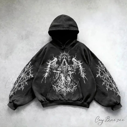 Goddess Pattern Print Hoodie black 7 / M hoodies-241228