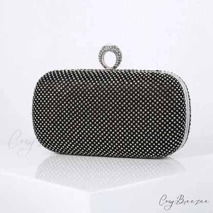 Gold Diamond Dinner Clutch Black wristlet-250126