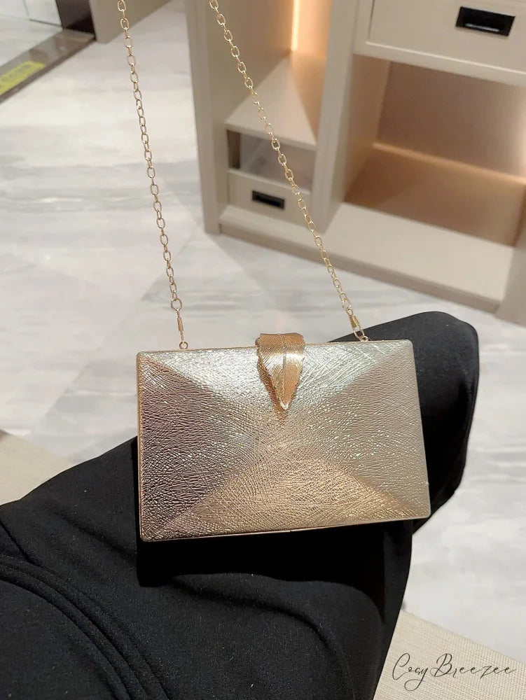 Gold Leaf Box Dinner Party Clutch Bag Gold / (20cm clutchbag-250126
