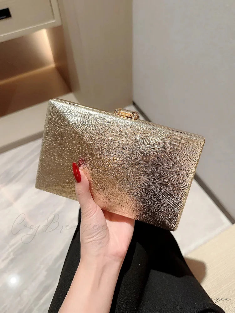 Gold Leaf Box Dinner Party Clutch Bag Gold / (20cm clutchbag-250126