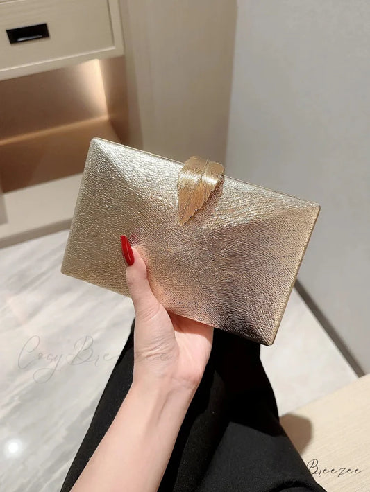 Gold Leaf Box Dinner Party Clutch Bag Gold / (20cm clutchbag-250126