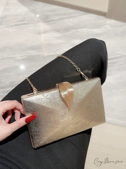 Gold Leaf Box Dinner Party Clutch Bag Gold / (20cm clutchbag-250126