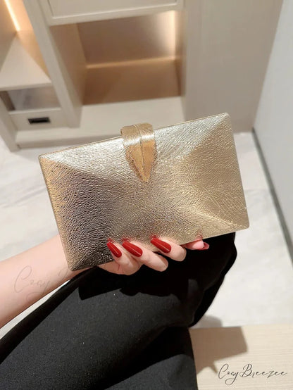 Gold Leaf Box Dinner Party Clutch Bag Gold / (20cm clutchbag-250126