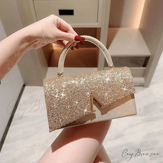 Gold Sequin Fashion Banquet Bag As Shown clutchbag-250126