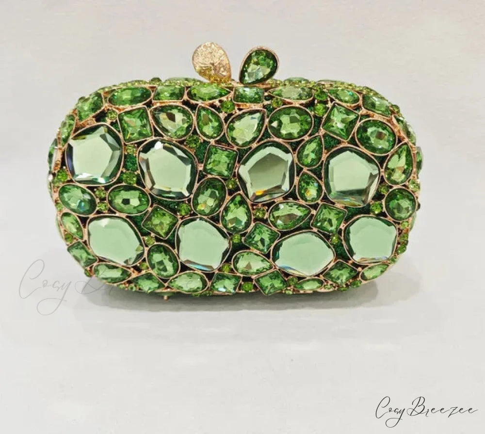 Gold/Silver Crystal Evening Clutch Wristlet light green1 wristlet-250126